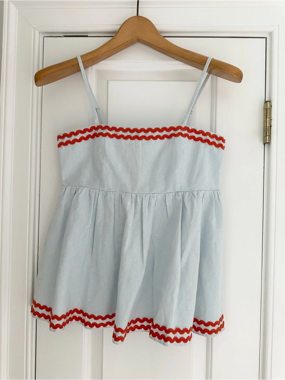 Linen Blend Top and Shorts Set with Ric Rac - Picture 2 of 8